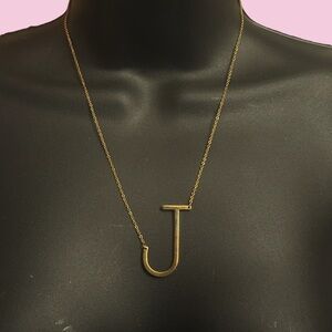 Gold tone initial letter J necklace